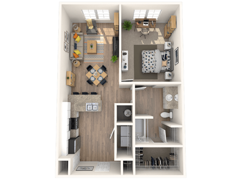 101 Depot, Smryna, TN Apartments 1b 1b 3D floor plans